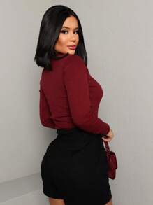 Women Blouses - 紅木色 - 查看 2