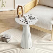 COZAYH Small Pedestal End Table Round Farmhouse Martini Table Wood Plant Stand Rustic Drink Table For Small Space Living Room, Walnut, Black, White - 凹槽錐體底座 白色 - 查看 5