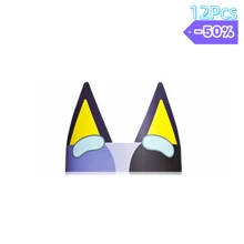 12 件/24 包/36 件狗耳朵头带蓝色狗狗生日派对帽蓝色和橙色纸质派对皇冠适用于小狗主题生日派对用品婴儿洗礼装饰，返校情人节