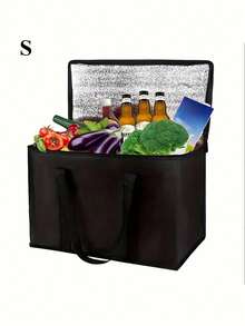 XL/Túi cách nhiệt cực lớn, giữ nóng/lạnh thực phẩm trong nhiều giờ - Túi tạp hóa có thể tái sử dụng, Túi làm mát mềm, Khóa kéo chắc chắn nhẹ, Túi giữ nhiệt không dệt cho bữa trưa, Túi tươi bằng nhôm, Hộp đựng thức ăn mang đi, Túi ăn trưa - màu đen - Xem 11