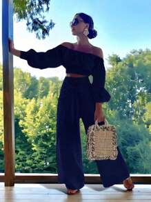 Women Two-Piece Outfits - Navy Blue - View 2
