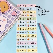 100pcs Customized Name Stickers With Cartoon Animals For School Stationery, Waterproof Personalized Labels, Waterproof, Seal, No-Iron, Reusable, Adhesive Exquisite, Cute, Adorable, Colorful Custom, Personalized, Unique Ideal Gifts For Him Her, Family, Friends, Son, Daughter, School Students, Kids For Anniversaries, For Children's Day, For Birthdays School, Home, Valentine Day, Valentine Day Decor Graduation