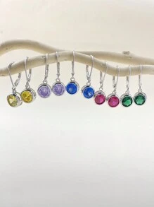 ESBERRY 1 Pair S925 Sterling Silver Birthstone Earrings, Customizable 12 Months Birthday Date, Elegant Jewelry Gift For Women - Earrings - View 2