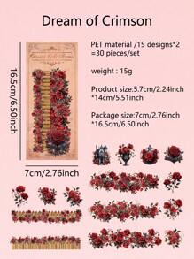 30 CÁI Chủ Đề Vườn Lãng Mạn Trang Viên Hoa Và Cây Thiết Kế DIY Handmade Nhật Ký Nhãn Dán Trang Trí Hoa Dream Series Nhãn Dán Chống Thấm Nước PET Thích Hợp Cho Sổ Lưu Niệm Làm Thiệp Nhật Ký Học Sinh Giáo Viên Cắt Dán Đồ Dùng Nghệ Thuật - Nhiều màu - Xem 16