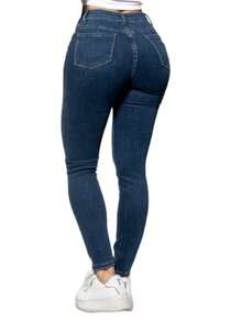 Jeans Vaqueros De Mezclilla Lisos Ajustados - Azul Marino - Ver 3