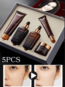 Kit de cuidado de la piel facial de arroz hiaronico,Vitamina C Cuidado de la piel, Limpiadores,Tónicos,Cremas para los ojos,Sueros,Lociones,Cremas,Producto de tratamiento de la piel para el tono de piel radiante, hidratante, belleza y cuidado personal. cuidado de la piel anti-envejecimiento para mujeres, mamá, esposa, hermana, adolescente, amiga, regalo de boda de SPA Ideal para regalo en el Día de la Madre - Champán - Ver 1