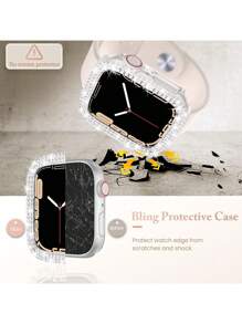 1个透明水钻镂空保护壳,兼容 38/40/41/42/44/45/46/49mm,兼容 Series Ultra/SE/11/10/9/8/7/6/5/4/3/2/1,智能手表配件 - 鏤空透明 - 查看 3