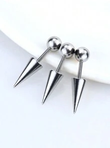 3Pcs/Set Stainless Steel Spike Helix Piercing Earring Devil Ear Stack Cartilage Body Piercing Jewelry Punk Style - Silver - View 7