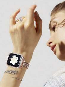 1个透明水钻镂空保护壳,兼容 38/40/41/42/44/45/46/49mm,兼容 Series Ultra/SE/11/10/9/8/7/6/5/4/3/2/1,智能手表配件 - 鏤空透明 - 查看 4