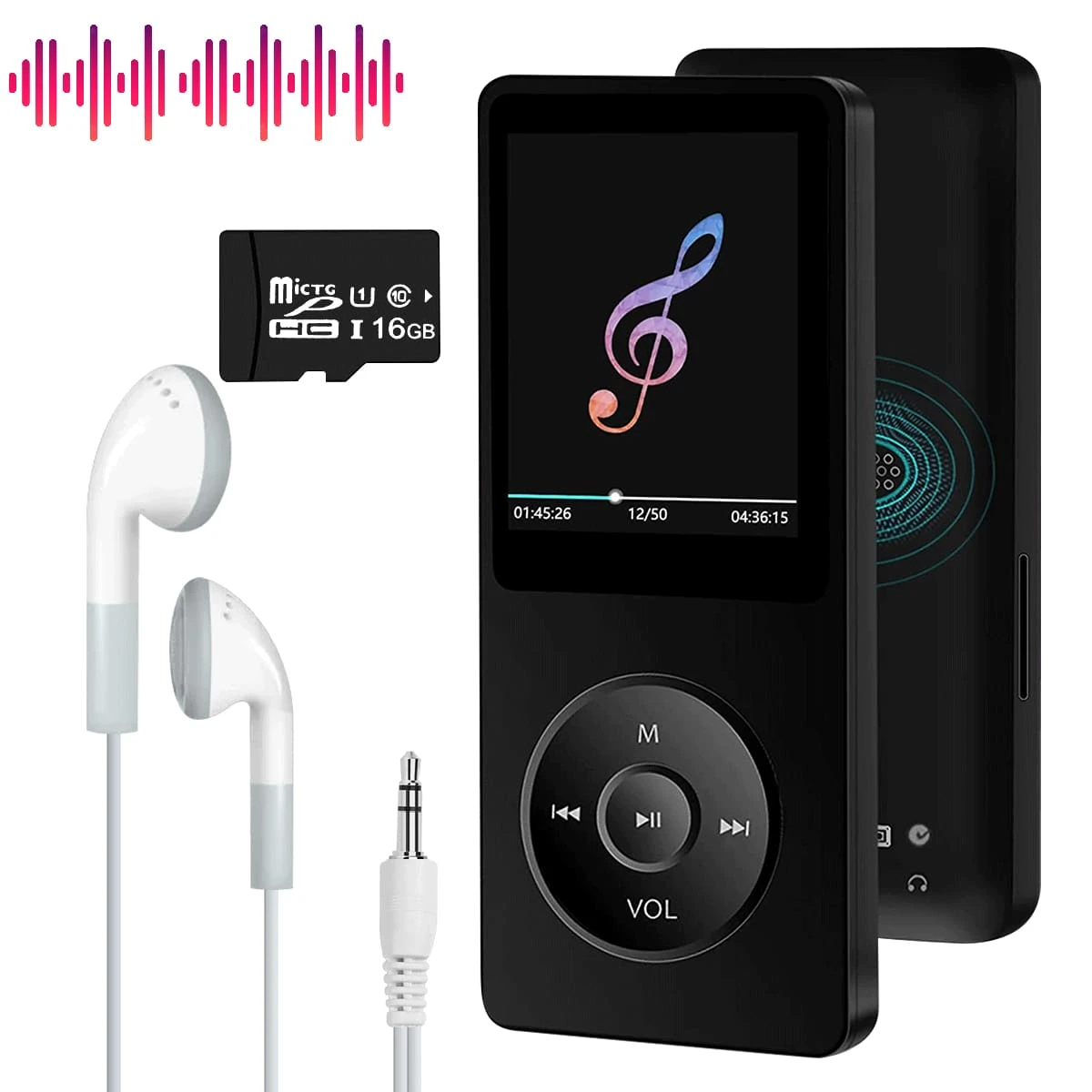 Portable Bluetooth MP3 MP4 Player HIFI Music Speakers MP4 Media Radio Recorder With 16 GB Card - 黑色 - 查看 1