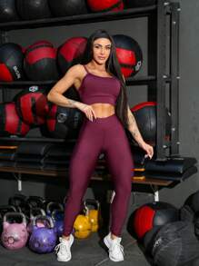Women Sports Sets - Burgundy - View 4
