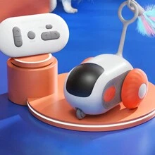1入組遙控電動貓玩具2.0智能互動追逐車，智慧感應自動移動滾輪貓玩具，適用於室內貓咪，可USB充電 - 彩色 - 查看 6