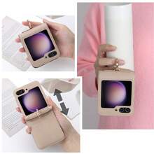 带手机吊饰斜挎手机壳适用于三星 Galaxy Z Flip 5/Flip 4/Flip 3 可折叠手机壳翻盖屏幕手机壳卡夹壳适用于三星 Galaxy Z Flip 4/Flip 5 钱包保护套，带信用卡槽的斜挎包带，人造皮革带可调节可拆卸挂绳和腕带，适合女性 - 藍色 - 查看 4