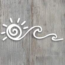 Ocean Waves & Sun Rise Car Sticker, Vinyl Vibrant Sunrise Pattern Car Window Decal - one-size - View 2