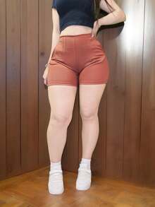 Women Shorts - 全麥咖啡 - 查看 3