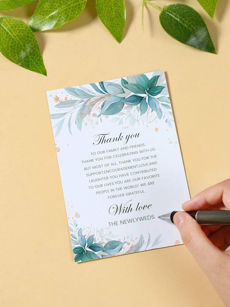 25pcs Wedding Banquet Table Thank You Card, Table Decorations, Reception, Bridal Shower Postcard For Wedding Ceremony Party - Multicolor - View 1