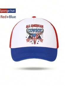 美国国旗元素设计海绵网帽卡车司机帽百搭棒球帽；网帽节日礼物帽卡车司机帽男士时尚卡车司机帽蝴蝶美国国旗印花成人卡车司机帽棒球帽棒球帽男士趣味礼品帽 - 彩色 - 查看 4