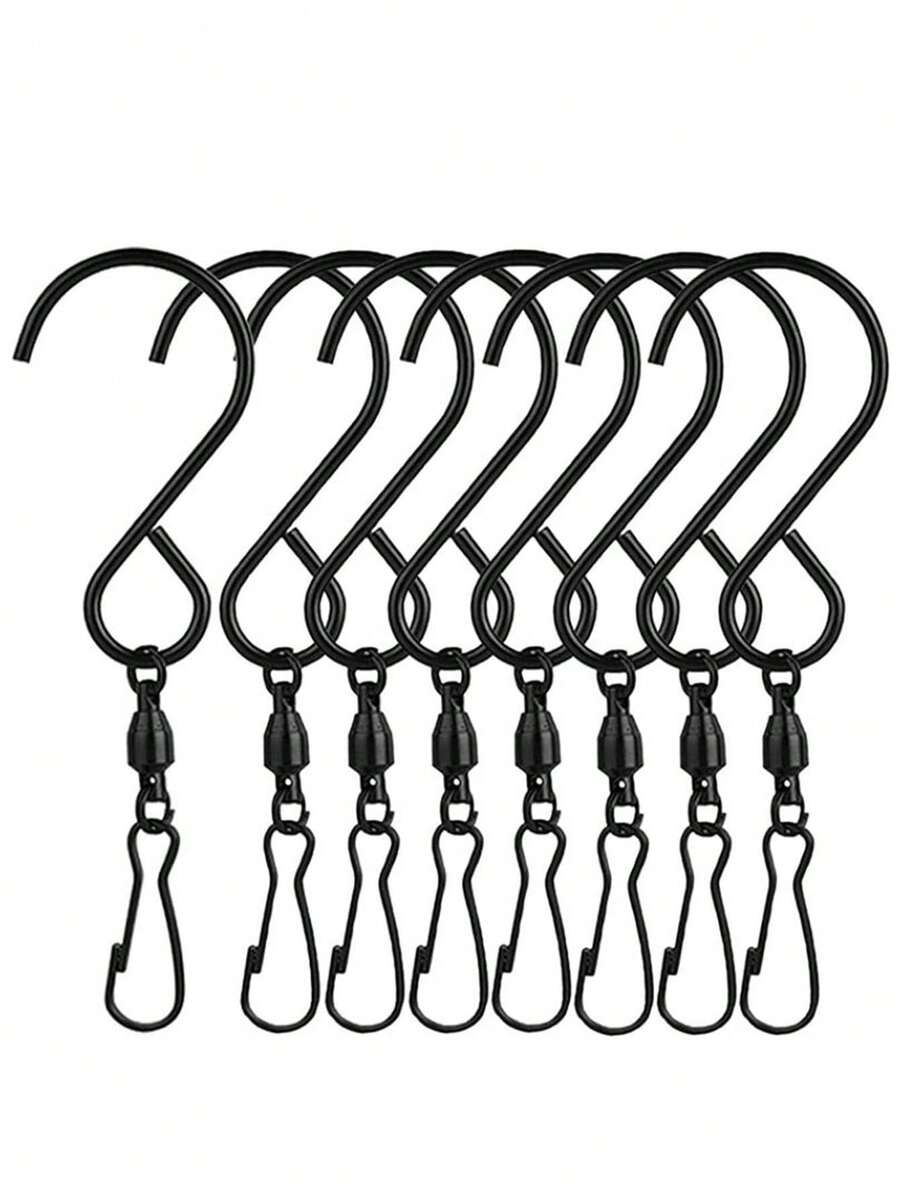 8入組旋轉風鈴掛勾S型不鏽鋼旋轉軸承掛勾，適用於掛風鈴、鳥飼料器、水晶派對用品 - 彩色 - 查看 1