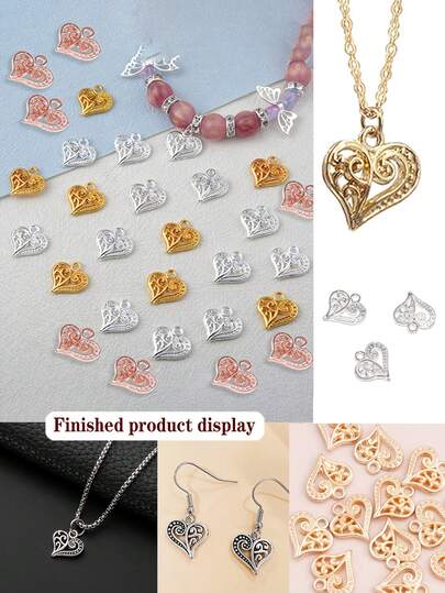 5pcs New Fashion Zinc Alloy Jewelry Making Supplies, Wholesale Cute Heart Shaped Pendant For Earrings And Necklaces
