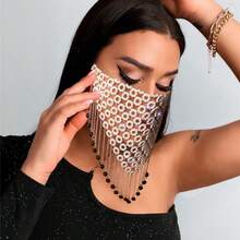 1入歐美時尚鑲嵌鑽石口罩面罩，時尚網狀水晶口罩 - 彩色 - 查看 6