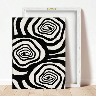 1入組波西米亞女性剪影藝術與抽象眼睛印花的帆布壁畫，家居客廳牆壁裝飾畫(附框)