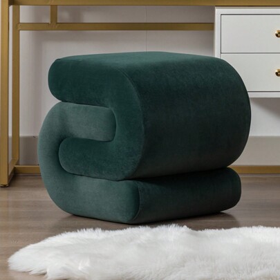 Cute Pouf Ottoman, Upholstered Ottoman, Comfy Small Ottoman With S-Shape, Exquisite Small Foot Stool, Vanity Chair For Living Room, Bedroom, Entrance