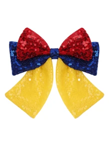 1pc Large Shiny Colorful Sequin Bow Hair Clip, Cute Princess Sweet Hair Accessory For Kids, Suitable For Party Wear - 彩色 - 查看 10