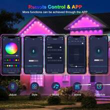 HBOWMDJIA Smart RGBIC Eaves Lights With Music Sync, APP Control And AAA Battery 44Keys Romote, For Home Decor, Party, Festival, LED Lights For Room