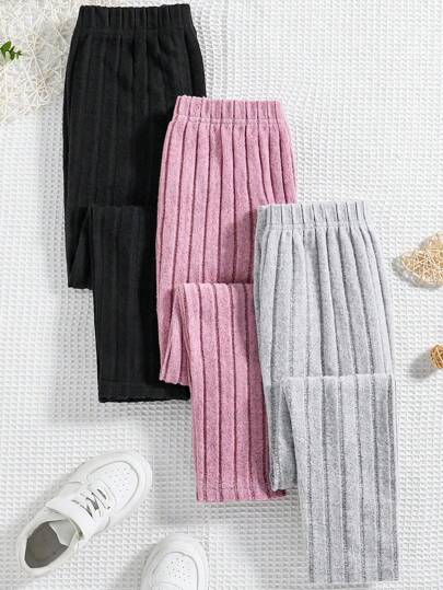 3 件装 Tween 女童纯色罗纹针织紧身裤