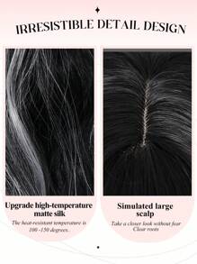 黑色长卷发假发，带绿色挑染和刘海，采用化纤材质，适合日常佩戴，模拟头皮质感。 - 彩色 - 查看 8