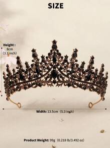 1Pcs Crystal Crowns And Tiaras Headband For Girl Or Women Birthday Party Wedding Prom Bridal Halloween Christmas,Valentine's Day Gift - Black - View 5