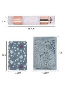 Beautizon Nailartlab 3pcs/Set Christmas Snowflake Pattern Template & Acrylic Double-Ended Silicone Transfer Tool Kit, DIY Art Design Y2K Style Nail Salon Tool Accessories - White - View 8