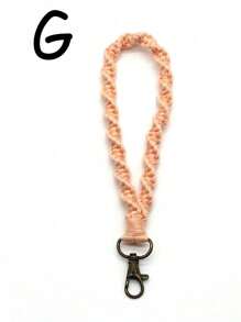 1pc Minimalist Woven Keychain For back to school - Khaki - View 21
