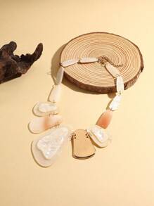 1 件不对称形状欧美风格优雅女士项链，树脂亚克力时尚百搭项链 - 幾何形 - 查看 3