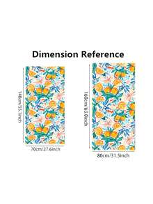 橙色熱帶水果塗鴉沙灘毛巾，高吸水性柔軟超細纖維沐浴巾男女適用，夏季必備沙灘毛巾 - 彩色 - 查看 2