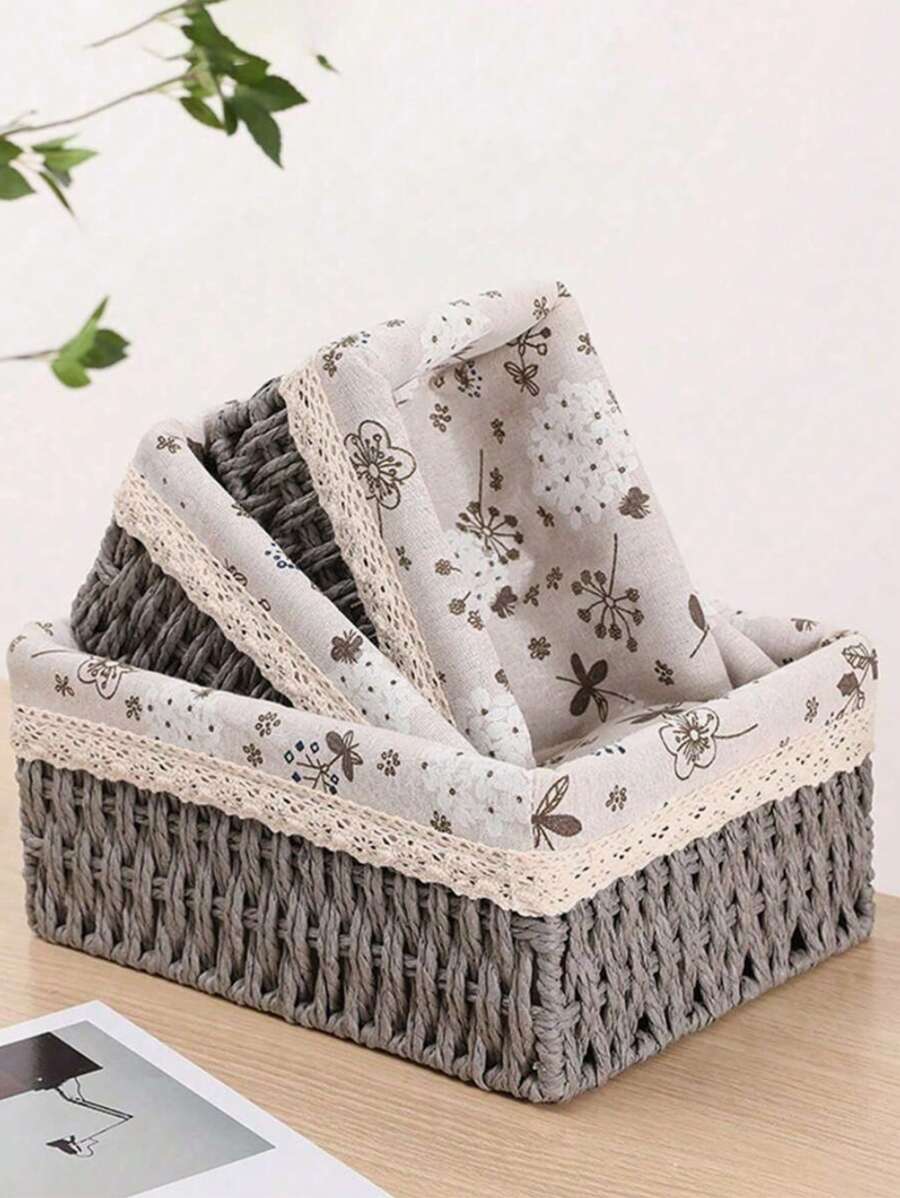 1个/3个装桌面收纳篮，带盖/不带盖，多功能整理篮，适用于玩具、钥匙、化妆品等，家居、厨房、浴室、卧室、客厅、宿舍、办公桌、家居装饰、礼品收纳篮