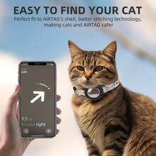 AirTag貓項圈，帶蘋果AirTag支架的貓項圈，帶鈴鐺的AirTag貓項圈，適用於女孩，男孩貓，小貓和小狗 - 彩色 - 查看 5