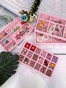 4-Piece Set/1-Piece Set, Pink Jewelry Tray, Jewelry Storage Box, Beauty Makeup Storage Box, Beauty Makeup Storage Tray, Ring Storage Box, Ring Storage Tray, Necklace Storage Box, Suitable Gifts For Ladies, Jewelry Organizer - Multicolor - View 2
