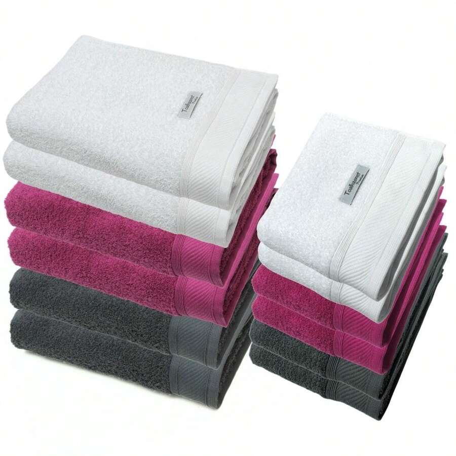 Jogo de toalhas 12 peças Catarina Premium - Gramatura 500 - 6 Banho e 6 Rosto - Hotel Pousada - Toalhas Grossas e Macias