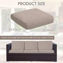 Waterproof Couch Cushion Covers 2PACK Non-Slip Outdoor Patio Seat Cushion Slipcover Stretchable Solid Sofa Seat Cushion Cover, Outdoor Waterproof And Dust-Resistant Sofa Protector, Garden Balcony Sofa Cushion Cover - 卡其色 - 查看 4