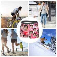 Customized Men's Funny Underwear With Personalized Photo Printed Boxer Briefs Featuring Wife's Portrait, Fun Gift For Husband Or Boyfriend - Black - View 13