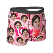 Customized Men's Funny Underwear With Personalized Photo Printed Boxer Briefs Featuring Wife's Portrait, Fun Gift For Husband Or Boyfriend - Black - View 11