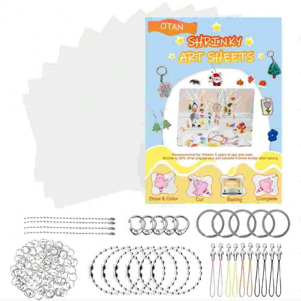 12/148/161pcs Heat Shrink Plastic Sheets Keychain DIY Art Set, Includes 8pcs Heat Shrink Sheets, 140pcs Creative DIY Keychain Accessories, Hole Puncher, And Colored Pencils, Suitable For Crafting And Keychain Making, Gift For Girls And Kids (Accessory Color Assorted)Girls Arts And Crafts,Kids Crafting,Kids Art And Craft,Girl Craft,Poke,Poke All - Multicolor - View 1