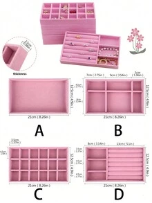 4-Piece Set/1-Piece Set, Pink Jewelry Tray, Jewelry Storage Box, Beauty Makeup Storage Box, Beauty Makeup Storage Tray, Ring Storage Box, Ring Storage Tray, Necklace Storage Box, Suitable Gifts For Ladies, Jewelry Organizer - Multicolor - View 3