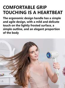 CRASTS White High-Power Hair Dryer With Three-Level Wind Speed & Temperature Control, One-Button Switching Cold & Hot Wind, Equipped With Drying Hood And Nozzles, MD-19 - UK Plug(220-240V) - View 6