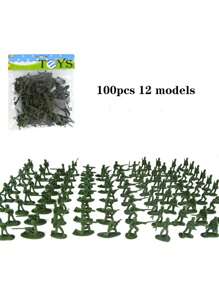 76 件士兵模拟实战沙盘游戏，桌面飞机坦克战斗模型玩具（士兵颜色随机），适合泳池游戏的泳池玩具，泳池派对，适合万圣节/圣诞节/感恩节的成人派对游戏 - 軍綠色 - 查看 12