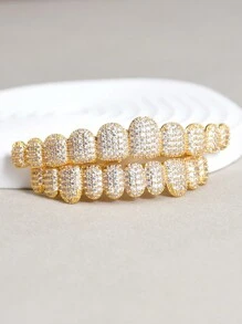 1 件/2 件闪亮万圣节 CZ 嘻哈护齿 - 水钻设计 - 说唱珠宝 - 迷人礼物 - 彩色 - 查看 2