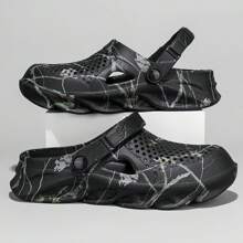 男士透氣防滑空心休閒鞋 - 黑色 - 查看 4