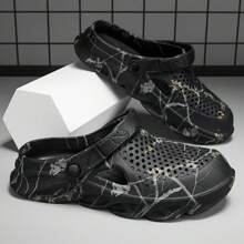 男士透氣防滑空心休閒鞋 - 黑色 - 查看 3