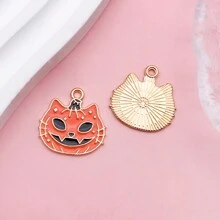 5/10入組萬聖節貓咪吊飾，卡哇伊鬼魂南瓜糖果黑貓吊飾，卡通動物寵物貓咪吊飾，適用於批量製作首飾